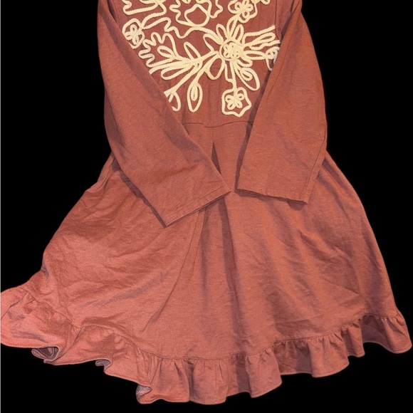 Fun asymmetrical tunic/dress with 3/4 sleeves and ruffled hem,pockets,rust color - Picture 4 of 4